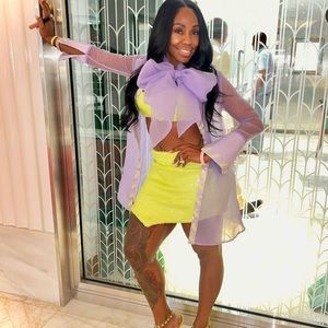 DONA MATOSHI Organza & Sequin Neon Short Set